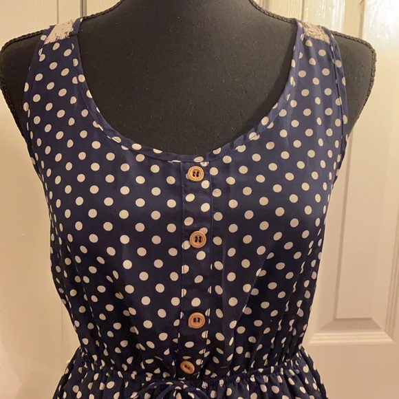 Papaya | women’s dress | polka dot | blue-white | small - Picture 3 of 6